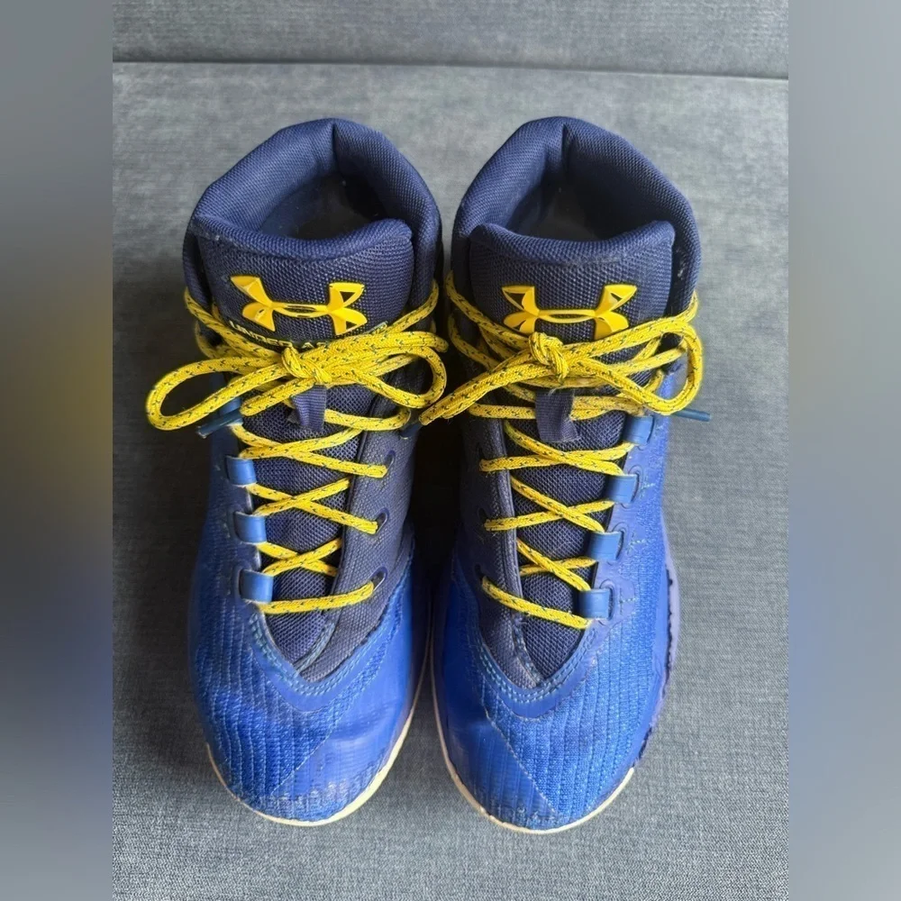 Under Armour Youth Curry 3 SZ 5.5Y Shoes Blue Yellow Basketball Training Sneaker